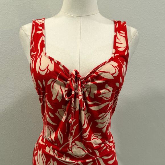 Cabi Tearoom Maxi Sleeveless Dress Red Cream Floral Large Stretch Chic Vacation - Picture 4 of 7